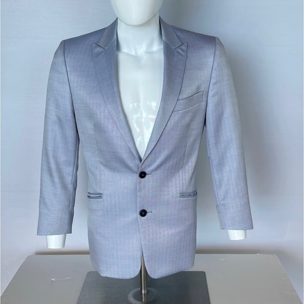 Versace Light Blue Herringbone Sport Jacket 48 Euro Short - Picture 1 of 14